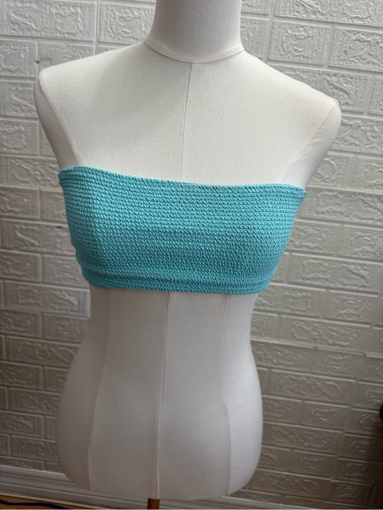 L.A. Hearts by Pacsun Tops - Smocked Bandeau Crop Top in Aqua Blue